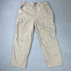 VTG Polo Jeans Ralph Lauren Freighter Cargo Pants Men 36x32 Beige Y2K Button Fly